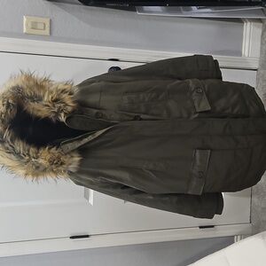 Woman Within Olive Green 3M Thinsulate Parka coat size 1X 22/24